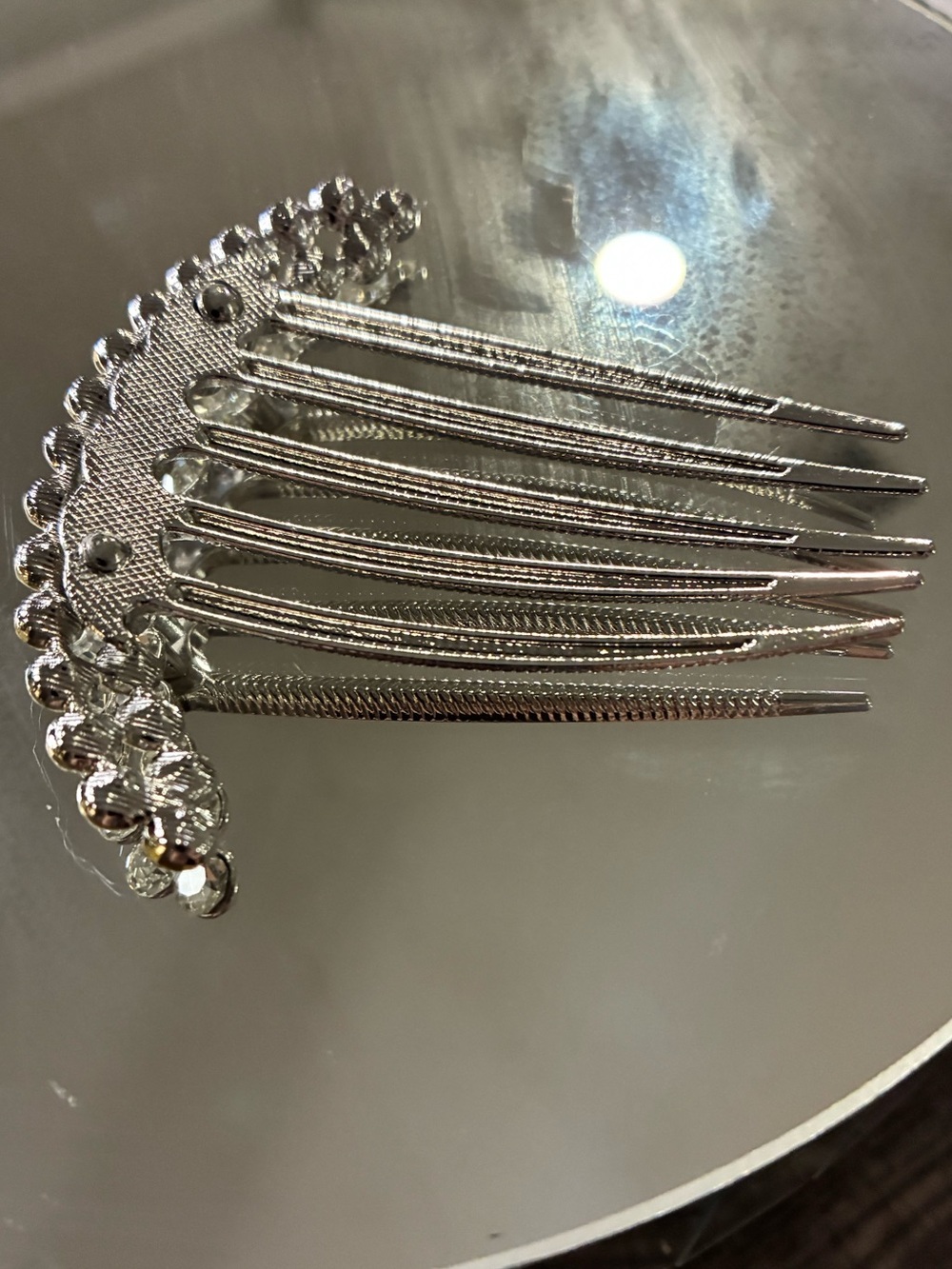 Crystal Rhinestone Hair Comb - Silver - Picture 8 of 9